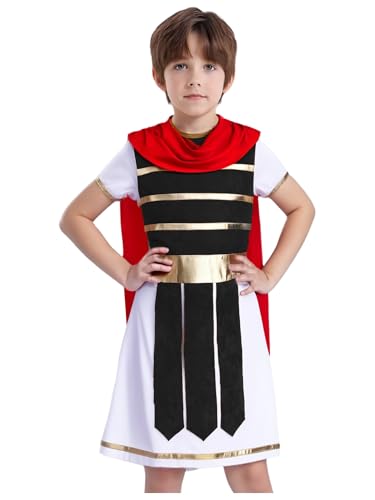 Alvivi Kinder Römische Soldat Kostüm Antike Römische Tunika Kleid mit Umhang Ritter Gladiator Kostüm Halloween Karneval Fasching Tanzkostüm Schwarz 170-176 Alvivi Kinder Römische Soldat Kostüm Antike Römische Tunika Kleid mit Umhang Ritter Gladiator Kostüm Halloween Karneval Fasching Tanzkostüm Schwarz 170-176 von Alvivi