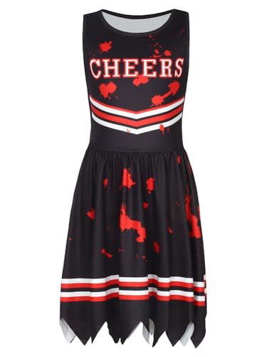 Alvivi Mädchen Zombie Cheer Leader Kostüm Cheerleading Kleid Halloween Gruseliger Kleid Karneval Fasching Partykleid Schwarz 110-116 Alvivi Mädchen Zombie Cheer Leader Kostüm Cheerleading Kleid Halloween Gruseliger Kleid Karneval Fasching Partykleid Schwarz 110-116 von Alvivi