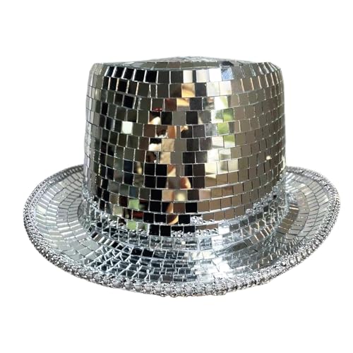 Alwida Disco-Cowboyhut, hoher Disco-Hut, cooler Sonnenhut, verspiegelt, Unisex, Retro, Disco, hohe Form, glitzernd, Zubehör für Erwachsene von Alwida