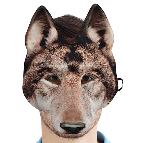 Alwida Realistische Wolf-Maske, Halloween-Wolf-Maske, Wolf-Kostüm-Zubehör – realistische Gesichtsmaske, Kopfmaske für Erwachsene, gruselige Tier-Halloween-Maske für Halloween-Kostüme von Alwida