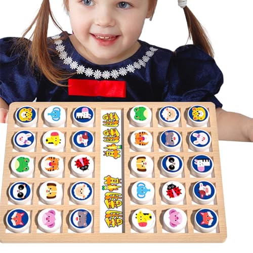 Alwida Tier-Matching-Spiel, niedliches Tier-Brettspielzeug zum Merken | Kreatives Tier-Matching-Brett-Schach, pädagogisches Lern-Tier-Matching-Spiel aus Holz für Kinder ab 3 Jahren von Alwida