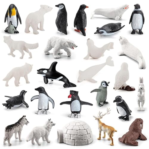 Arktis-Tiere-Spielzeug – Polar-Tierfiguren-Set, Arktis-Tiere-Figuren, Polar-Arktis-Tier-Spielzeugfiguren-Set, Arktis-Tier Bär Arktis, Eisbär-Figuren-Spielzeug-Set, Kunststoff Arktis Antarktis S von Alwida