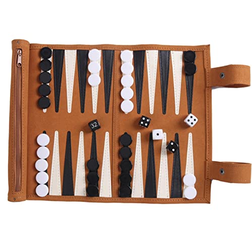 Backgammon Gesellschaftsspiel – Tragbares Schachspiel für Erwachsene | Klassisches Backgammon-Reiseset Master of Chess Beech | Gesellschaftsspiele aus Mikrofaser und PU-Leder, Roll-Schach für Ad von Alwida