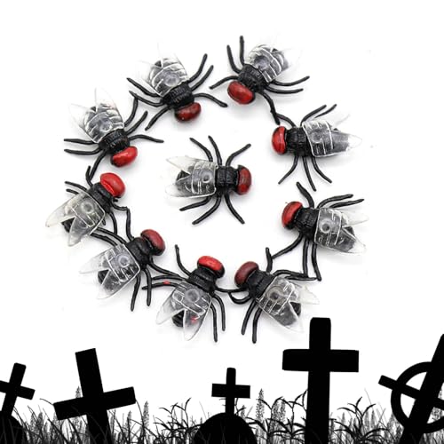 Fliegenstreich - realistischer Fliegenstreich | Halloween-Spaß mit Fly Halloween | Realistische Witz-Requisiten | Party Supplies Streichtier-Requisiten, Set mit 200 realistischen Fliegenspielzeugen, von Alwida