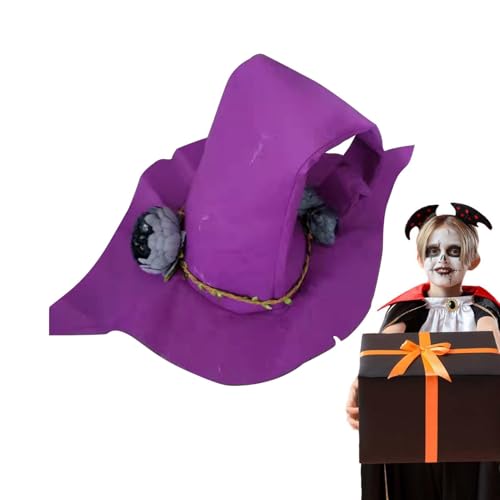 Hexenhut für Frauen, Halloween Hexenhut - Halloween Hexenhüte Schwarz | Hexenhut mit breiter Krempe für Frauen mit Blume aus , Zauberer Kostüm Erwachsene P von Alwida