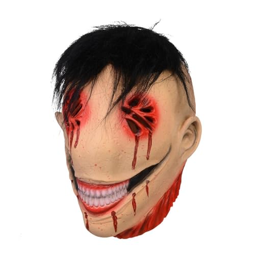 Horror-Gesichtsbedeckung – Halloween-Kostüm-Maske | Gruselige Latexmaske mit Haaren für Cosplay | Halloween-Kostümzubehör, -Requisiten für Karneval, Aufführungen, Themenveranstaltungen, Spukhaus von Alwida