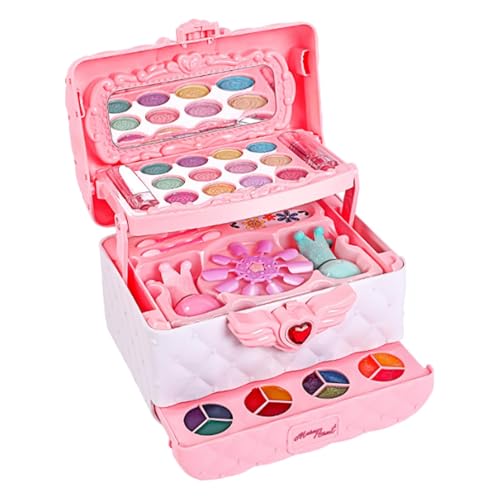 Kinder-Make-up-Set – ABS-Kinder-Make-up-Box | Waschbares Prinzessinnen-Make-up-Spielzeug | Kinderfreundliche Anziehkosmetik, die Kreativität und Fantasie fördert, für Zuhause und auf der Bühne von Alwida