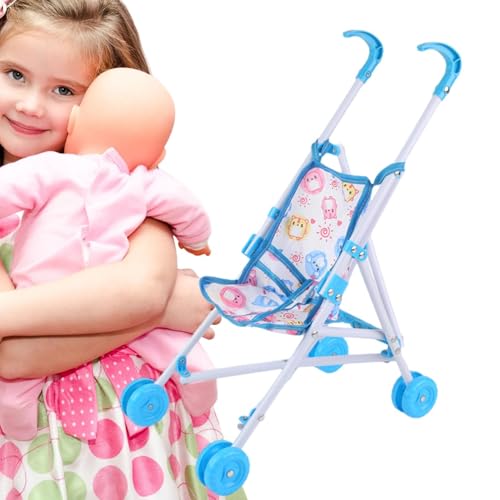 Kinderwagen-Spielzeug für Babys – kompakter faltbarer Puppenwagen | ABS Spielzeug Kinderwagen Puppen Kinderwagen Spielzeug | Puppenzubehör, Spielzeug mit T-förmigem Gürtel, Rollenspielspielzeug für Ju von Alwida