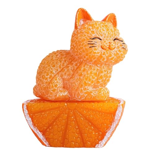 Orangefarbene Katzenstatue – niedliches orangefarbenes Kätzchen zum Sammeln, Heimdekoration für Katzen aus Kunstharz, realistische niedliche Kätzchen aus Kunstharz für den Schreibtisch, kreative orang von Alwida