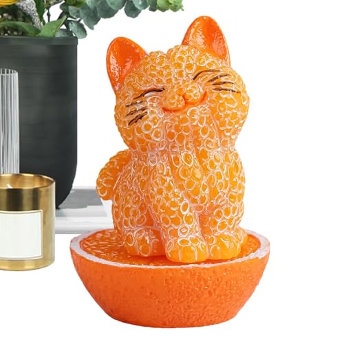 Orangefarbene Katzenstatue – niedliches orangefarbenes Kätzchen zum Sammeln, Heimdekoration für Katzen aus Kunstharz, realistische niedliche Kätzchen aus Kunstharz für den Schreibtisch, kreative orang von Alwida