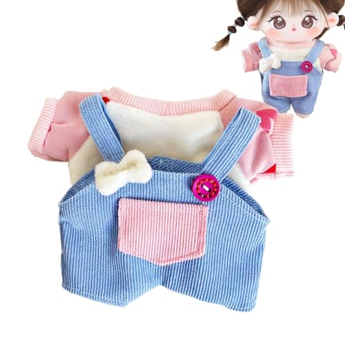 Puppenkleidung Overalls,Kleidungsset für Plüschpupps | Cartoon-Overalls und Oberteile für 20 cm große Puppen | Kinder Erwachsene Rollenspiel Sammlerpuppe Outfits Kostüme für Arbeitszimmer, Schlafsaal von Alwida