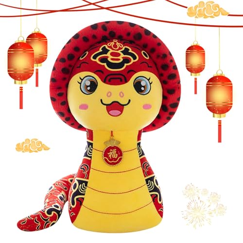 Schlangen-Stofftier - Schlangen-Plüschtier | 3D chinesische Schlangen-Plüschtier-Maskottchen-Puppen | 2025 Schlangen-Plüschpuppe | Chinesische Neujahrsschlangen-Kuscheltiere für die chinesische Neujah von Alwida