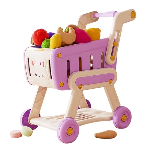 Spielzeug-Einkaufswagen – Supermarktwagen, Kinderspielzeug | Kinder-Einkaufswagen | Trolley-Wagen-Set mit vorgetäuschten Lebensmitteln | Interaktives Kinder-Einkaufswagen-Rollenspiel für Kleinkinder, von Alwida