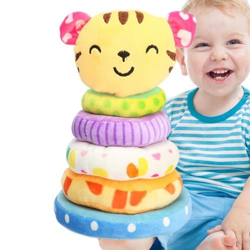 Stapelbares Spielzeug - Stapelspielzeug Kuscheltiere | PP-Baumwolle Sensorischer Weichring-Stapler | Babys Lernen, Stofftiere zu stapeln, Elefanten, Kreise stapeln, für im Alter von 3 bis 5 Jah von Alwida