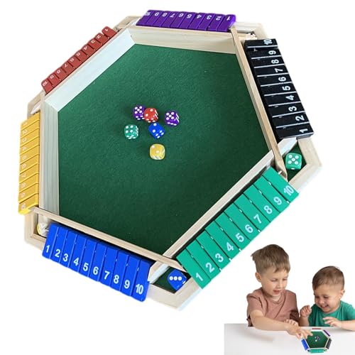 Würfelspiel Shut The Box – Würfelspiel Shut The Box Reise | Würfelbrett aus Holz für 6 Spieler | Wasserdichtes Spielverkleidungsdesign, klassisches Brettspielerlebnis auf Tisch und D von Alwida