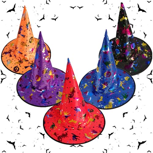 Alwodici 5 PCS Halloween Hut Halloween Magic Hat Kostüm Party Hut Cosplay Fancy Dress Accessoire Kopfbedeckung Halloween Cosplay Party Dekoration Geeignet für Erwachsene und Kinder (B) von Alwodici