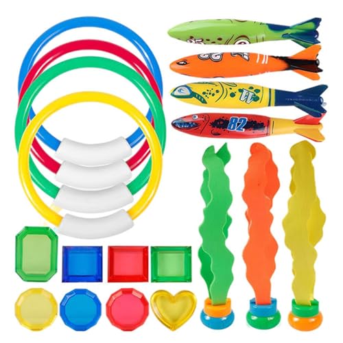 Alwodici Schwimmbad Spielzeug 19 PCS Tauchen Pool Spielzeug mit Tauchen Ringe Unterwasser Training Tauchen Spiel Spielzeug Spaß Schwimmen Spielzeug für Pool Sommer Schwimmen Geschenke von Alwodici