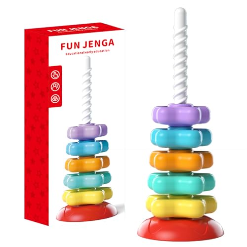 Baby-Drehspielzeug Regenbogen drehendes Stapelspielzeug Baby Sensory Spin Gears Stacking Rings Spielzeug Montessori-Steckspielzeug Frühes pädagogisches Lernspielzeug für Kleinkinder von 1-3 Jahren von Alwodici