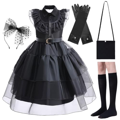 Kostüm Mädchen Kostüm Kleid für Mädchen Kostüm Kinder mit Socken und Gürtel Mitbringen Faschingskostüme Kinder Cosplay Halloween Christmas Karneval Action Dress Ups und Zubehör Party Dress Kleid 110CM von AmHiL