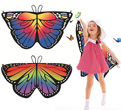 Schmetterlingsflügel Kinder Set Schmetterling Flügel Kostüm Schmetterling Mädche Schmetterling Cape Karneval Mädchen Umhang Fee Verkleidung Spielzeug Schmetterling Kostüm Set Halloween Fasching Party von Amacoam