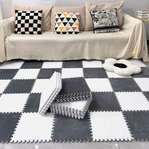 10 Stück Puzzlespielmatten, Puzzleschaumbodenmatte Wie Teppich, Ineinandergreifende Teppiche Wohnzimmer, Schlafzimmer, 30 X 30 cm(Size:0.23 inch,Color:Grau+Weiß) von Amacthysh