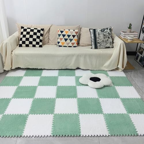 10 Stück Puzzlespielmatten, Puzzleschaumbodenmatte Wie Teppich, Ineinandergreifende Teppiche Wohnzimmer, Schlafzimmer, 30 X 30 cm(Size:0.23 inch,Color:Grün+Weiß) von Amacthysh