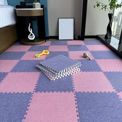 12x12 Zoll Ineinandergreifende Bodenmatte, 80 Stück Jigsäsäsbodenfliesen, Puzzle -Schaum -Spielmatte, Schaumstoffteppichfliesen, Bodenschutz(Size:0.39 Inch,Color:Lila +Rosa) von Amacthysh