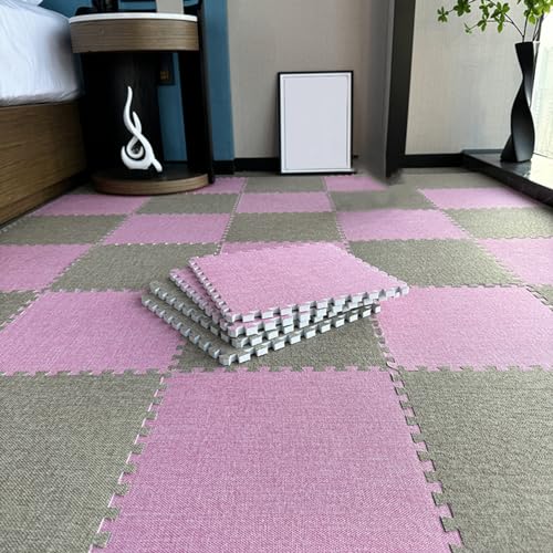 12x12 Zoll Ineinandergreifende Bodenmatte, 80 Stück Jigsäsäsbodenfliesen, Puzzle -Schaum -Spielmatte, Schaumstoffteppichfliesen, Bodenschutz(Size:0.39 Inch,Color:Rosa+Khaki) von Amacthysh