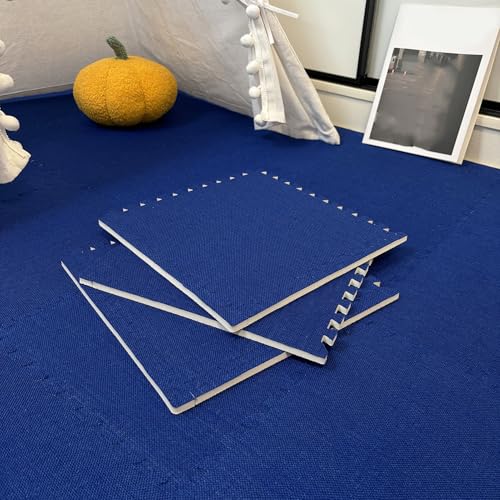 16-teilige Puzzle-Spielmatten, Ineinander Greifende Quadratische Schaumstofffliesen Aus Leinen, Teppichfliesen Für Die Dekoration des Wohnzimmers Und Schlafzimmers(Size:0.23 Inch,Color:Marineblau) von Amacthysh