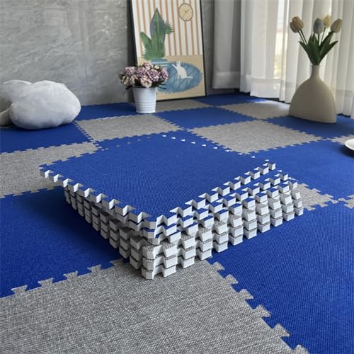 20 Stück Quadratische Tragbare Spielzimmerbodenspielmatte, Puzzle Ineinandergreifende Schaumteppichfliesen, Bodenschutz, 1x1 Fuß(Size:0.39 Inch,Color:Navy Blue+Dark Gray) von Amacthysh
