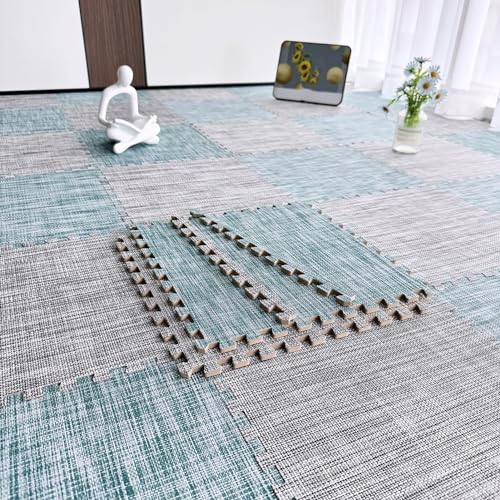 Puzzle-Übungs-Spielmatte Mit Ineinandergreifenden Teppichfliesen Aus Eva-Schaum, Vielseitig Verwendbare Weiche Quadrate, Schaumstoff-Bodenmatten, 80 Stück(Size:30x30x0.6cm,Color:Blau+Hellgrau) von Amacthysh