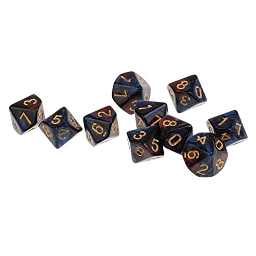 Amagogo 10x Polyhedral D10 Acrylwürfel für Brettspiele DND Toy MTG Rot + Blau von Amagogo