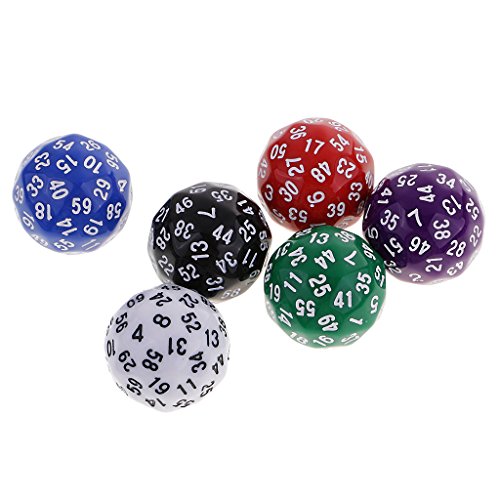 Amagogo 6pcs 60 Seitige D60 Polyedrische Würfel für Casino D&D RPG MTG Party Tischspiel von Amagogo