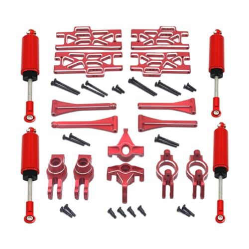 Amagogo 1/10 1/12 RC Auto Upgrade Set Nachrüstung Zubehör Ersatz Kits Vorne Hinten Schwinge für Wltoys 104018 12402 Modell LKW, ROT von Amagogo