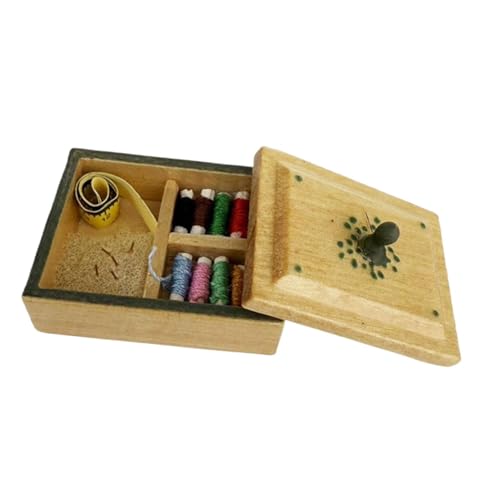Amagogo 1/12 Dollhouse Sewing Tool Kit Simulation Zubehör Spielzeuglandschaft Lieferungen Puppenzubehör Dekoration für Haushaltshaushalt, Braun von Amagogo