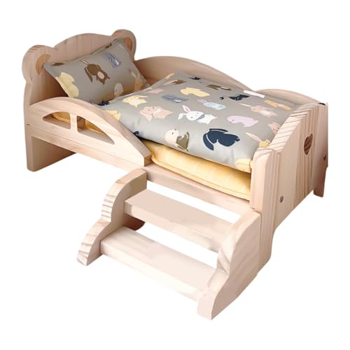 Amagogo 1/12 Holz Puppe Miniatur Bett Holz möbel Foto Requisiten enthalten 1 Matratze, 1 Stepp Decke und 1 Kissen für Puppenhaus Dekor, Bunny-bettwäsche-Set von Amagogo