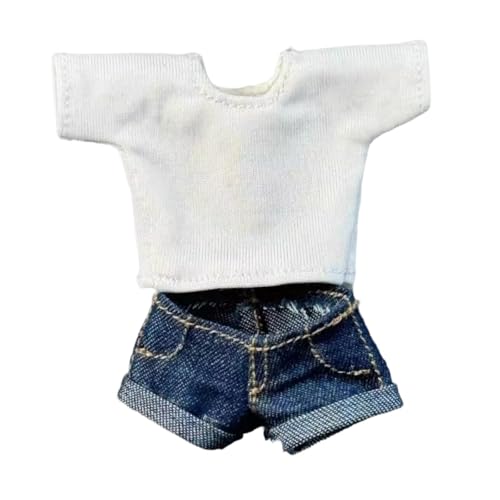 Amagogo 1/12 Lässiges Top-Jeans-Shorts-Kostüm, modisches, stylisches, lässiges Cosplay-Retro-Anzieh-Outfit für 6 Zoll große Puppenfiguren, Blaue Hosen von Amagogo