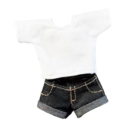 Amagogo 1/12 Lässiges Top-Jeans-Shorts-Kostüm, modisches, stylisches, lässiges Cosplay-Retro-Anzieh-Outfit für 6 Zoll große Puppenfiguren, Schwarze Hosen von Amagogo