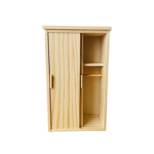 Amagogo 1/12 Puppenhaus Kleiderschrank Modell Simulation Unlackiert Schrank Holzmöbel für Puppenhaus Zubehör Dekoration Ornamente Kreatives Spielzeug von Amagogo