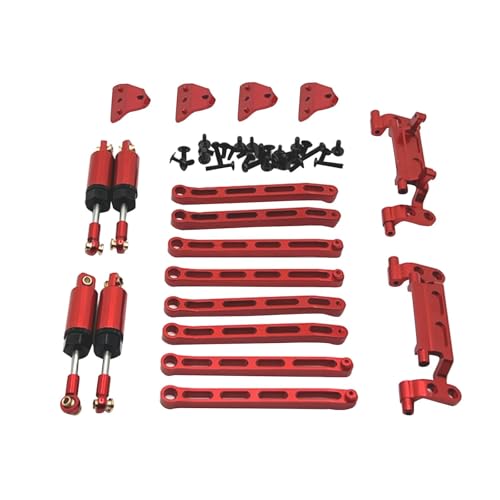 Amagogo 1/12 RC Auto Metall Upgrade Kits Stoßdämpfer Halterung Zubehör Ersatzteile Vordere und Hintere Spurstange Sitz Spurstangen für MN78 Crawler, ROT von Amagogo