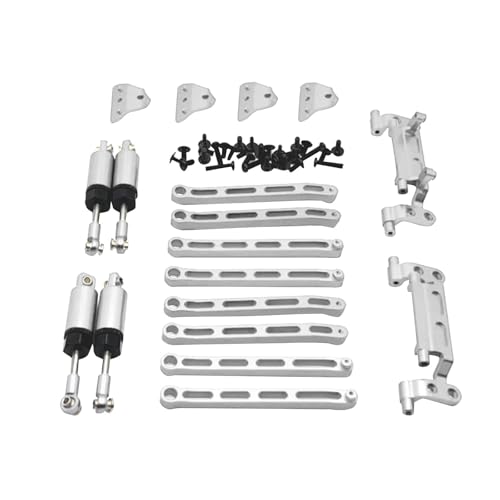 Amagogo 1/12 RC Auto Metall Upgrade Kits Stoßdämpfer Halterung Zubehör Ersatzteile Vordere und Hintere Spurstange Sitz Spurstangen für MN78 Crawler, Silber von Amagogo