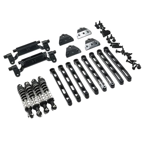 Amagogo 1/12 RC Auto Metall Upgrade Kits Stoßdämpfer vorne und hinten Spurstangen Basis Spurstangen für MN78 LKW Fahrzeuge Modifikation, Schwarz von Amagogo