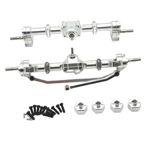 Amagogo 1/12 Reparaturteil für Vorder- und Hinterachssatz, praktische 12-mm-Anschlussbrückenwelle, Komplettsatz für RC-Auto für MN168, Silber von Amagogo