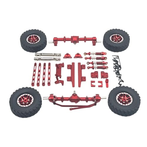 Amagogo 1/12 Vorder- und Hinterachse Set Upgrades Kit Upgrade Teil Ersatz Shock Mount Reifen Klemme Räder für MN82 Hobby Auto DIY ACCS, ROT von Amagogo