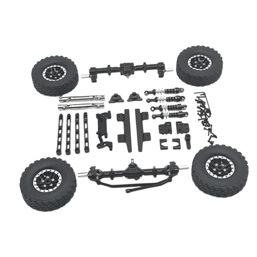 Amagogo 1/12 Vorder- und Hinterachse Set Upgrades Kit Upgrade Teil Ersatz Shock Mount Reifen Klemme Räder für MN82 Hobby Auto DIY ACCS, Schwarz von Amagogo