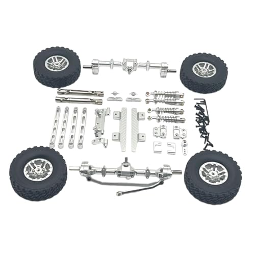 Amagogo 1/12 Vorder- und Hinterachse Set Upgrades Kit Upgrade Teil Ersatz Shock Mount Reifen Klemme Räder für MN82 Hobby Auto DIY ACCS, Silber von Amagogo