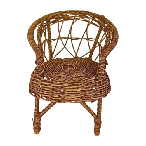 Amagogo 1/12 puppenhaus Rattan Stuhl Miniatur Modell Dekoration Zubehör Ob11 Korb Stuhl Zubehör für Szene Decor von Amagogo