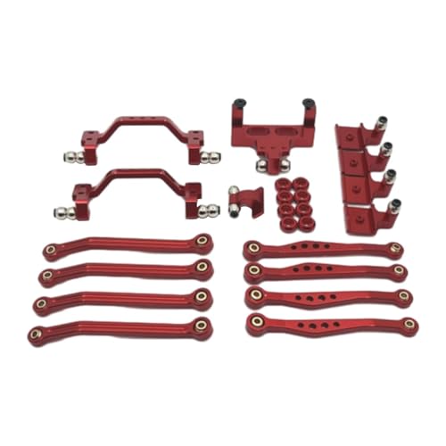 Amagogo 1/16 RC Upgrades Kit Vorderer und Hinterer Stoßdämpferturm Metall Reparaturteil Upgrades Kit Lenkgestänge Set für RC Auto DIY Zubehör, ROT von Amagogo