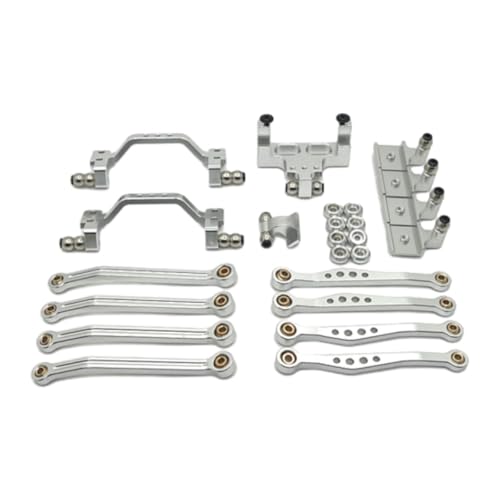 Amagogo 1/16 RC Upgrades Kit Vorderer und Hinterer Stoßdämpferturm Metall Reparaturteil Upgrades Kit Lenkgestänge Set für RC Auto DIY Zubehör, Silber von Amagogo