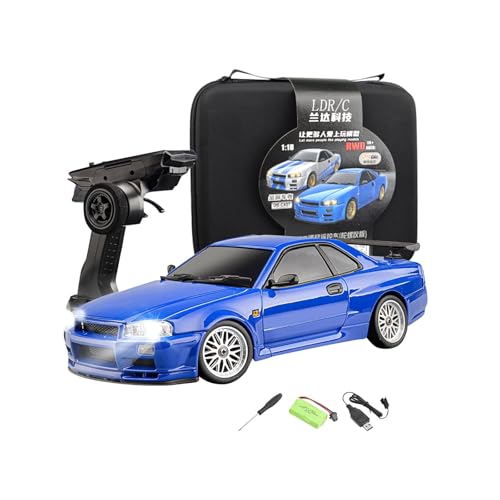 Amagogo 1/18 RC Drifting Auto Modellauto mit Lichtern Sportrennen RC Drifts Reifen Automodell Drifts Sport Spielzeugauto Kindergeschenk Kinder Erwachsene, BLAU von Amagogo